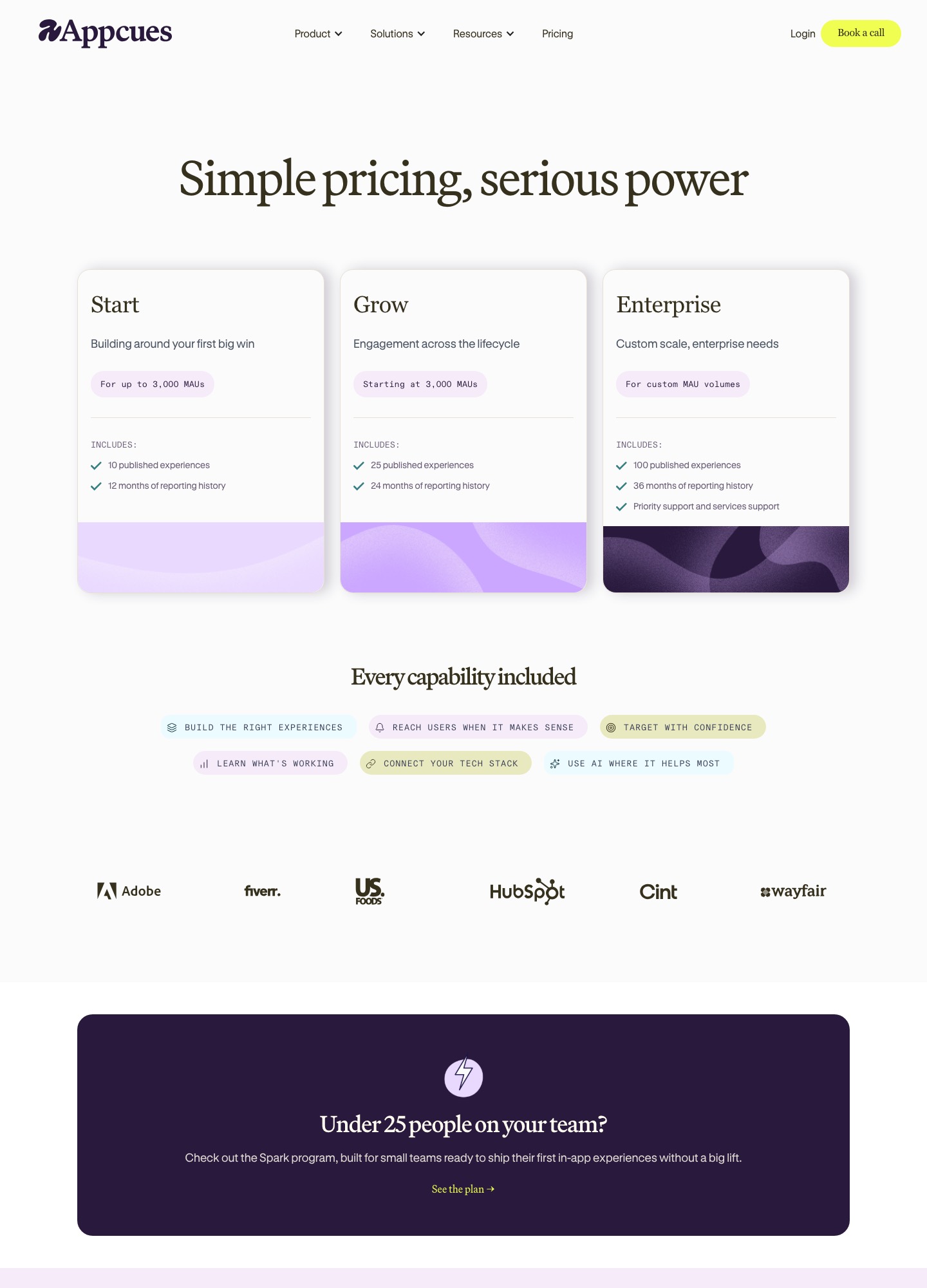 Appcues pricing page, captured Oct 2026