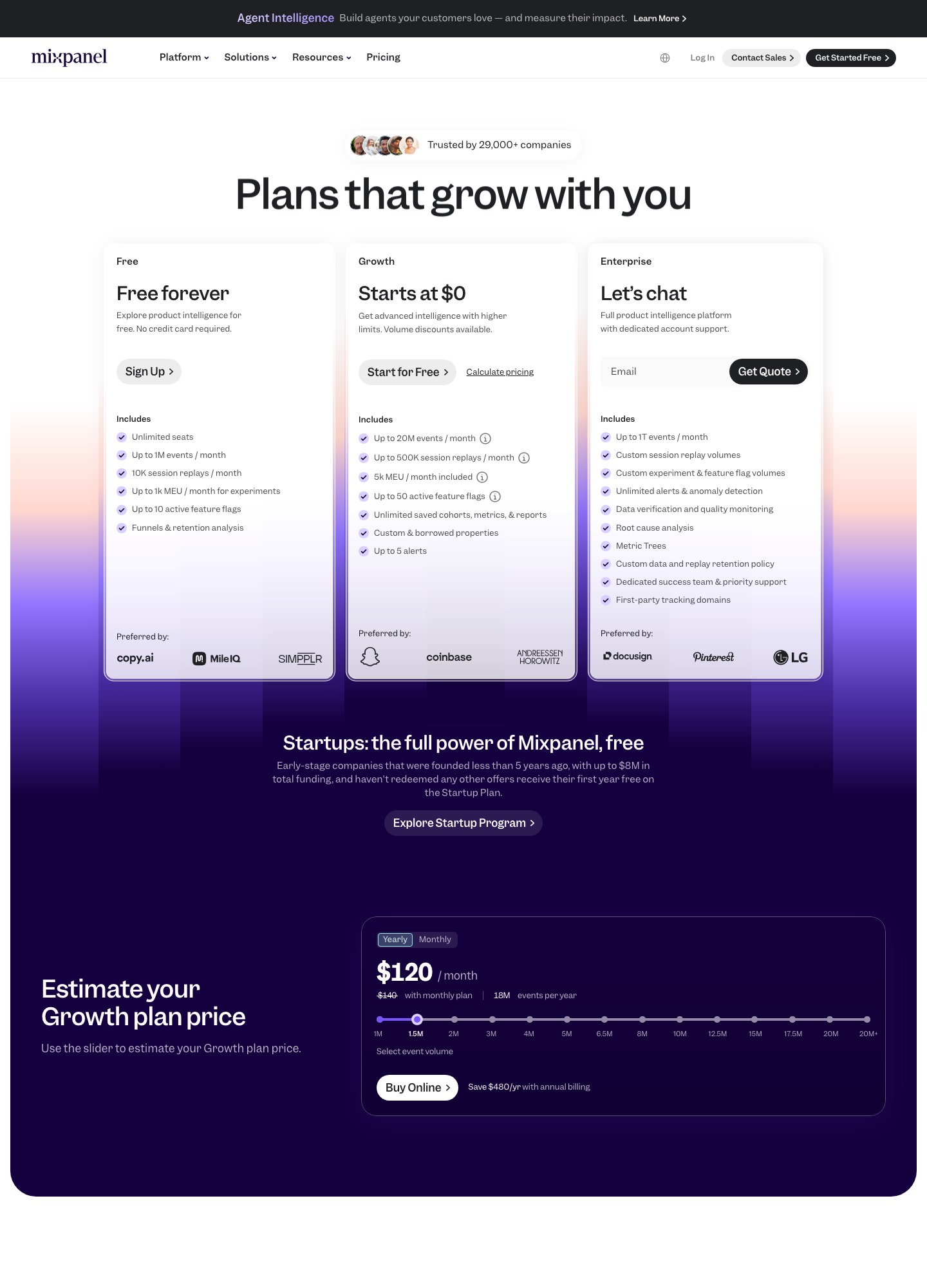 Mixpanel pricing page, captured Oct 2026