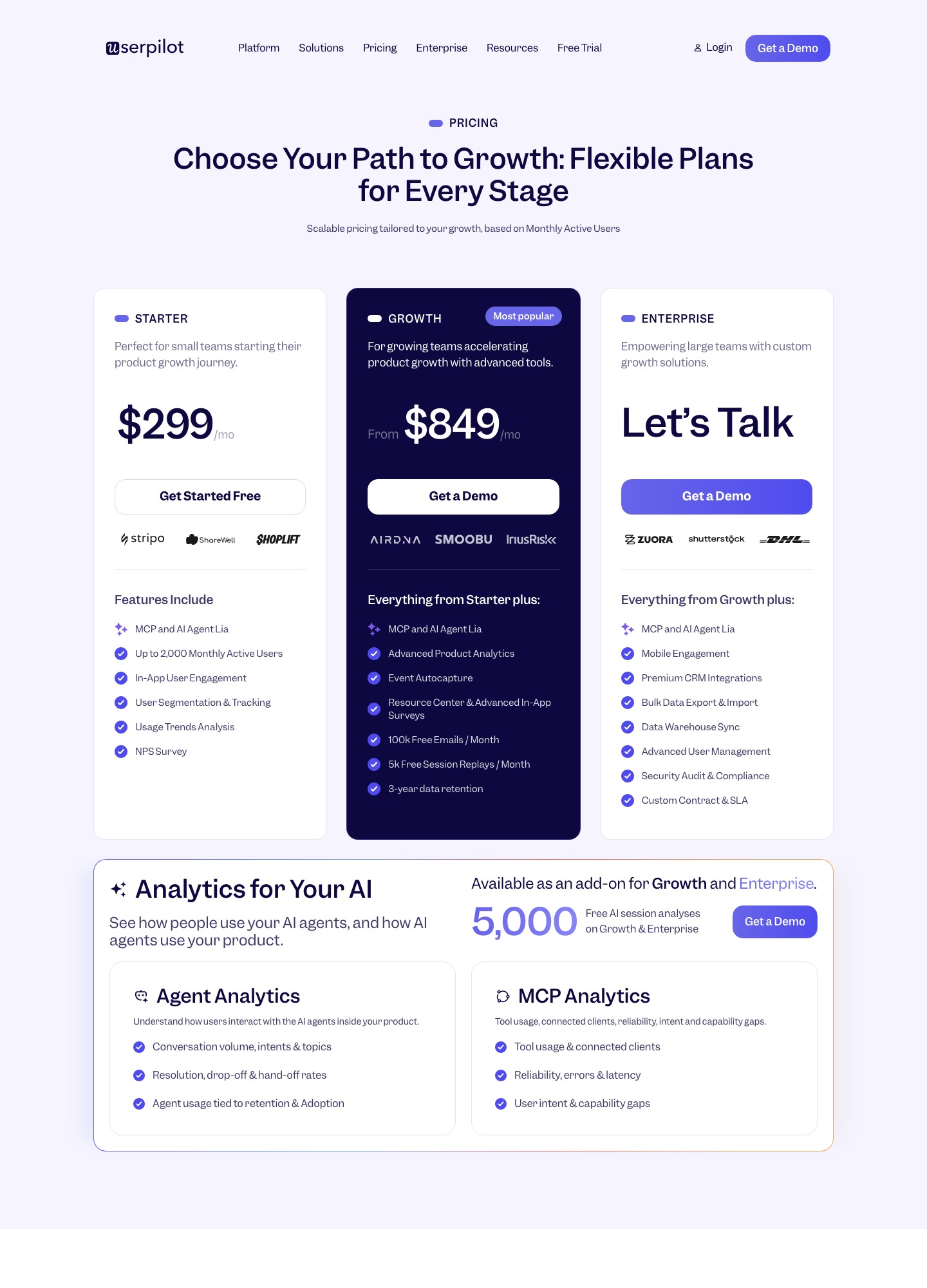 Userpilot pricing page, captured Oct 2026